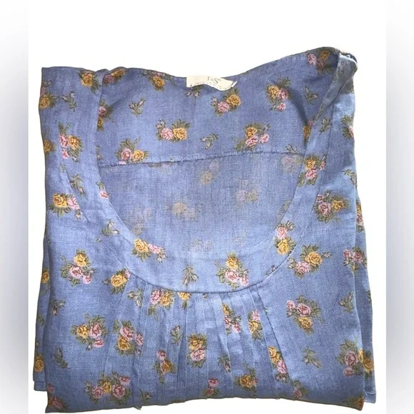 XXL Italian linen floral dress, bought in Aux France NWOT . Gorgeous periwinkle - Picture 4 of 9